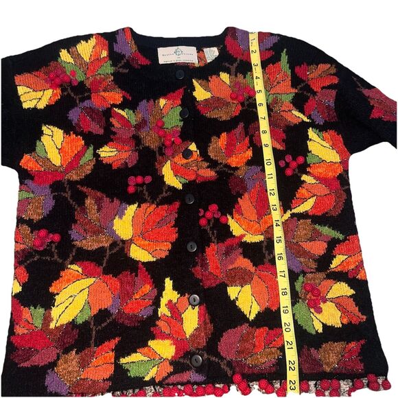 Design Options By Philip And Jane Gordon Fall Leaf Cardigan Sweater Medium Warm - Picture 12 of 13